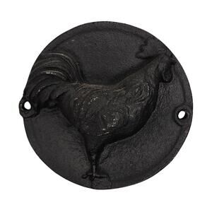 Antique Black Cast Iron Rooster Medallion – Farmhouse Wall Decor Vintage